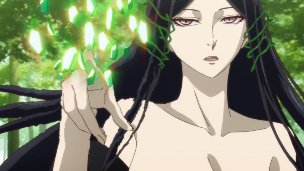 Titania, utilizando sua mágica milenar no meio da floresta. Mahoutsukai no Yome, Maratona de Sofá.