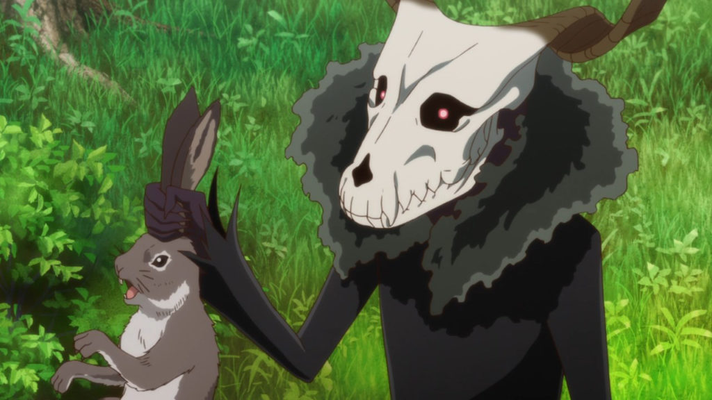 Elias criança segurando um coelho pelas orelhas. Mahoutsukai no Yome, Maratona de Sofá.