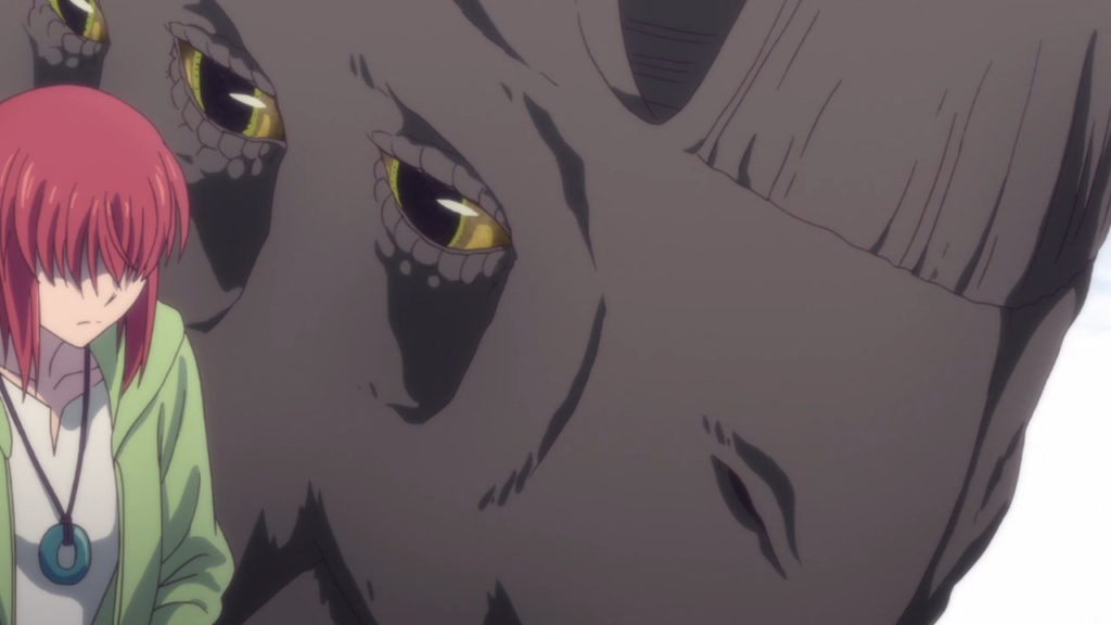 Nevin o dragão mais velho vivo e Chise conversam. Mahoutsukai no Yome, Maratona de Sofá.