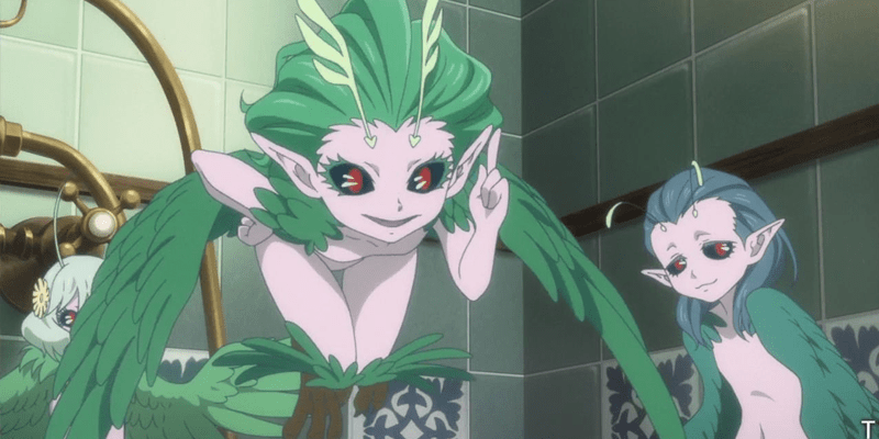 As Ariels, pequenas fadas verdes, conversam com Chise. Mahoutsukai no Yome, Maratona de Sofá.