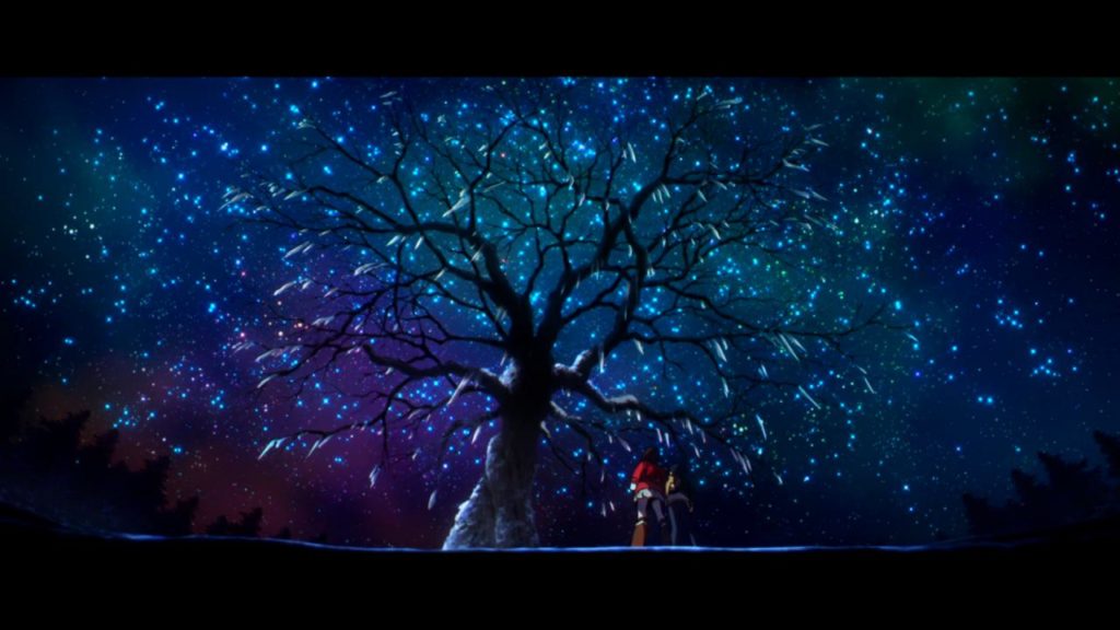 Satoru e Kayo embaixo de uma árvore num natal de céu estrelado. Erased. Maratona de Sofá.