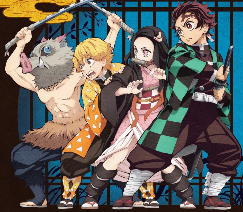 O time: Tanjiro, Nezuko, Zenitsu e Inosuke. Kimetsu No Yaiba, Maratona de Sofá