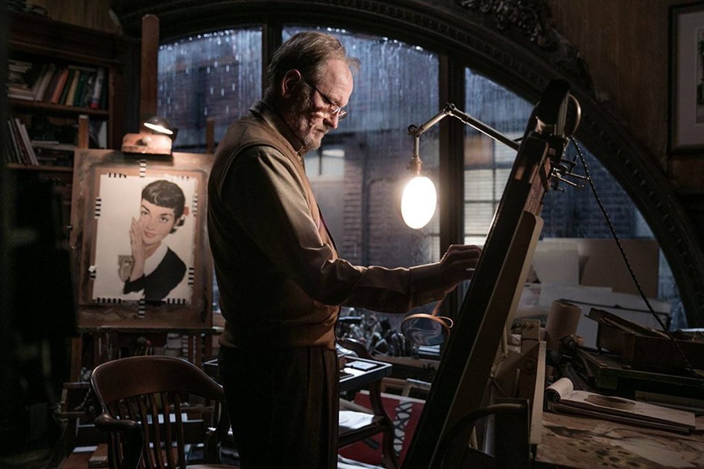 Giles desenhando em uma de suas telas