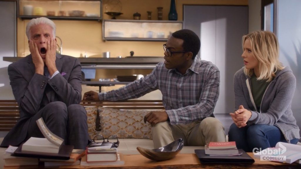 Chidi e eleanor conseguem fazer Michael compreender o conceito de mortalidade, o que o bota numa crise existencial