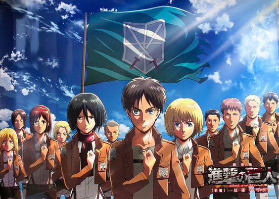 Componentes da tropa de Exploração fazendo o juramento do coração. Sassageyo. Shingeki no Kyojin, Maratona de Sofá