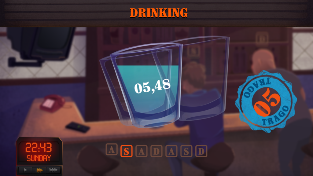 Tela de gameplay do jogo com um copo no centro e um efeito visual no qual parecem vários copos balançando