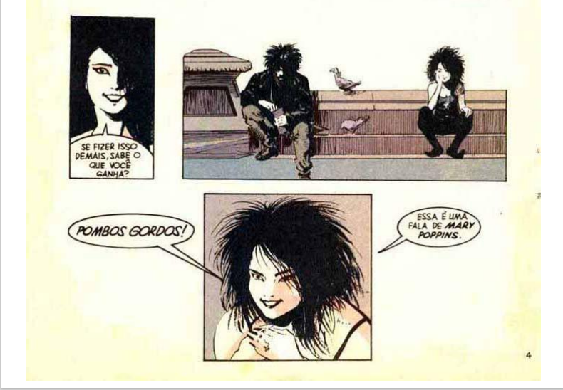 A personagem Morte em um diálogo com seu irmão, Sandman.