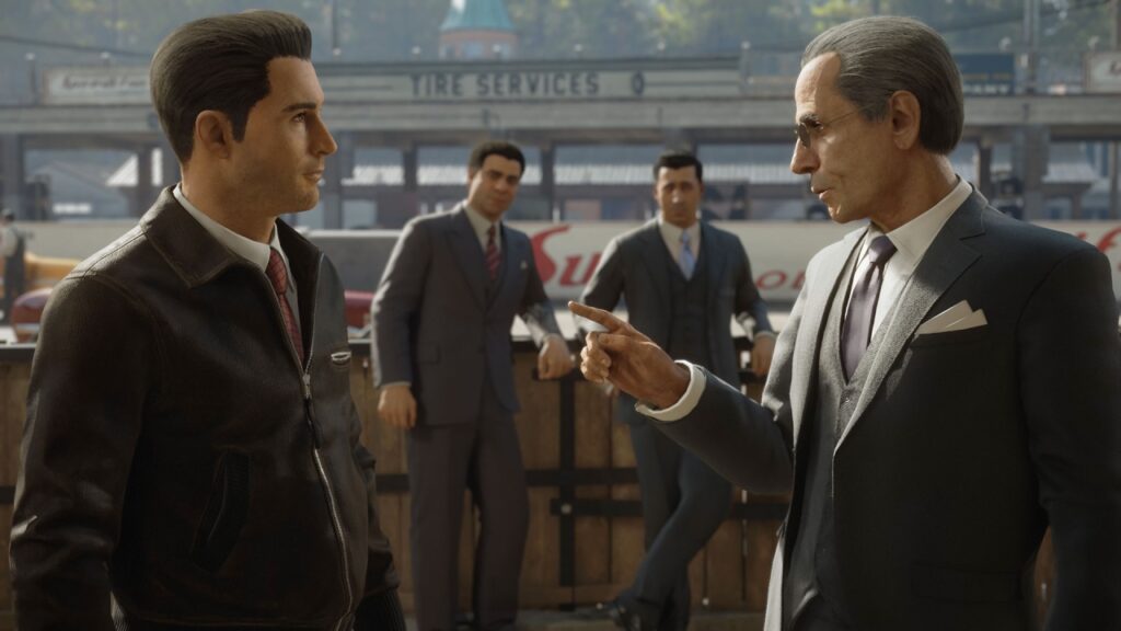 Tommy conversando com Frank em Mafia Definitive Edition