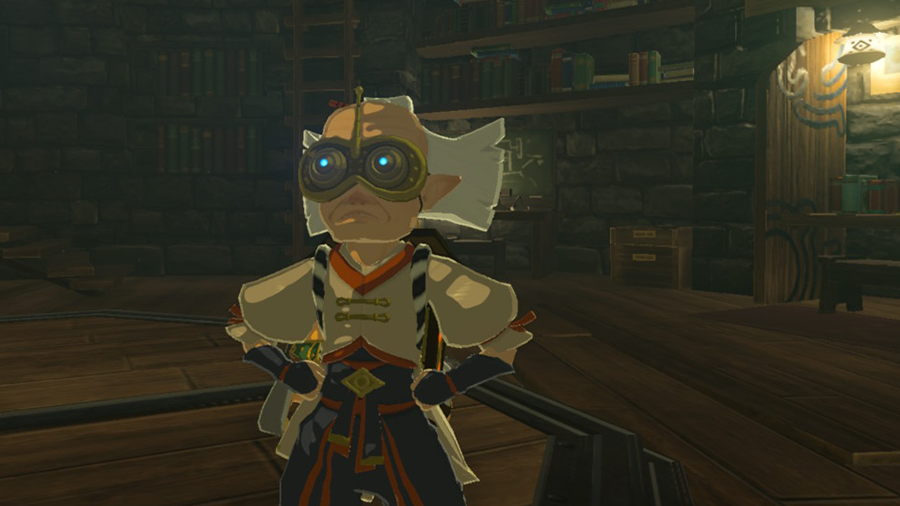 Robbie, em seu laboratório, em Breath of the Wild