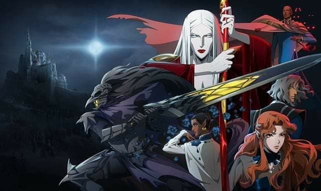 Carmilla, Lenore, Striga, Morana, Isaac e Hector ilustram o post da quarta temporada de Castlevania.